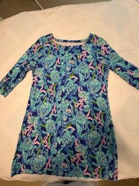 Lilly Pulitzer Blue & Pink Tropical Print Dress